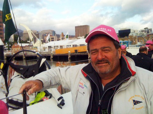 Warwick Sherman dockside this morning after finishing the Rolex Sydney Hobart. © Bruce Montgomery